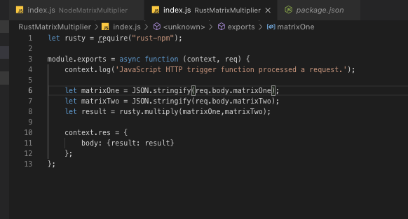 Example of Node wrapper function for Rust